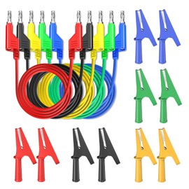 Cleqee 1000V 19A 4mm Stackable Banana Plug Test Lead Set with Insulated Alligator Clip 4mm Socket Banana Jack Copper Alligator Clip Copper Cable for Electrical Testing for Multimeter