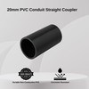 Black 20mm PVC Conduit Straight Couplers - Push-Fit Joiners -