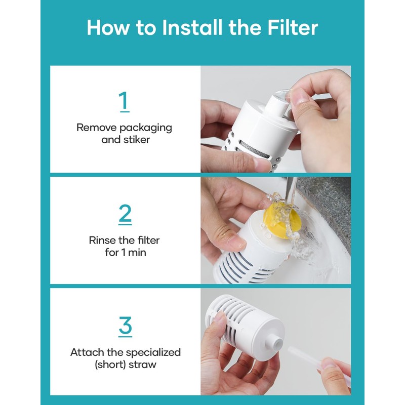 BUZIO 2 Water Bottle Filter Replacements, Carbon Filters for Bottles