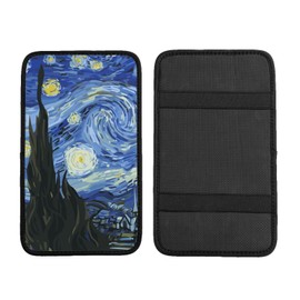 DORKEIXIA Van Gogh Night Sky The Starry Night Auto Center Console Armrest Pad Universal Car Center Console Cover Seat Box Cover for Sedan, Van, SUV, Truck Car Accessorie