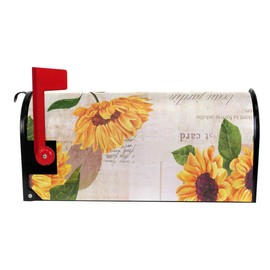 Wamika Watercolor Sunflowers Welcome Magnetic Mailbox Cover Wraps Yellow Flower Small Size 20.8(L) x 18(W) MailWrap for Outside Garden Home Decor