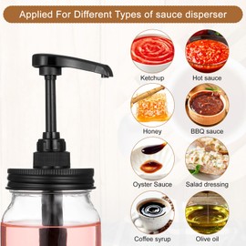 8 Pack Mason Jar Syrup Dispenser Pump Lids Coffee Syrup Dispenser for Regular Mouth Mason Jar Rustproof Plastic Pump for Honey, Liquid Condiments, Ketchup, Coffee Glaze