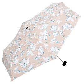 Wpc. 6232-263-002 Rain Umbrella, Silhouette Flower, Mini, Beige, Folding Umbrella, 19.7 inches (50 cm), Women's, For Rain or Shine, Floral, Natural, Adult, Cute, Compact, Square Type, Storage Case,