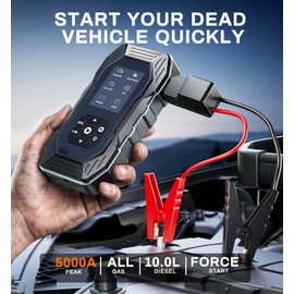 5000A Jump Starter with OBD2 Scanner, 0V Force Start, All Gas & 10L Diesel