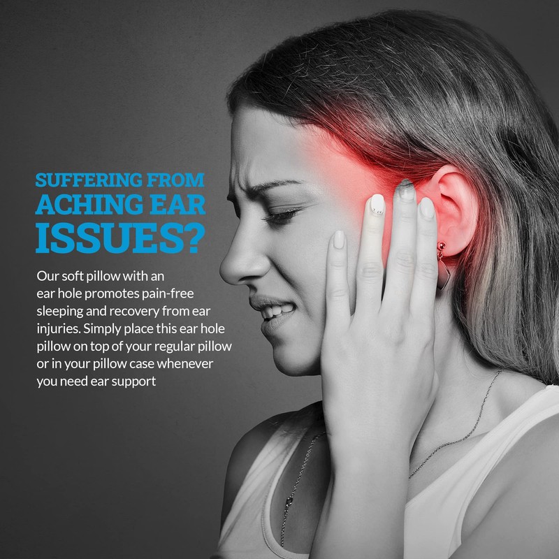 EarSplintz Easy Sleep Ear Pillow, No-Pain Foam Pillow for Sore