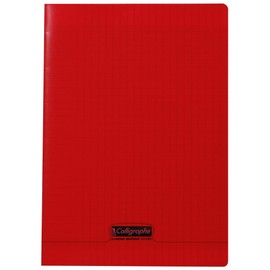 Clairefontaine - Ref 18133C - Calligraphe PP Stapled Notebook (96 Pages) - A4 Size, 90gsm Superfine Vellum Paper, Polypro Cover, Séyès Ruling - Red Cover