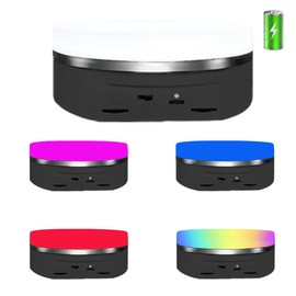 JAYEGT Variety Colors Full Panel LED Luminous Rotating Display Stand , 11 Lbs Load, 360 Degree Photography Turntable for Glass Crystal ，Jewelry (6.3inch / 5Color LED Light / Black/Rechargeabl)
