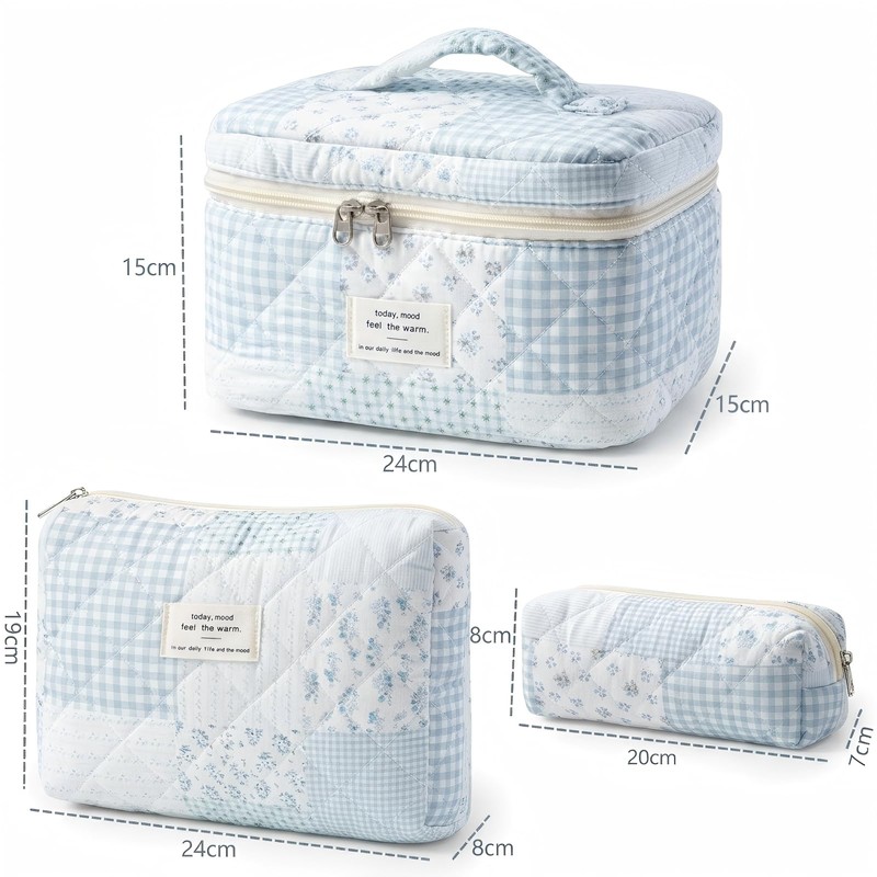 Set di 3 beauty case da donna con motivo floreale,