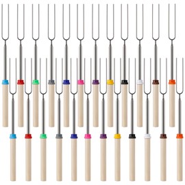 24 PCS Marshmallow Roasting Sticks, Telescoping Smores Sticks for Open Fire Pit, 32 Inch Long Marshmallow Toasting Barbecue Forks BBQ Smores Skewers for Campfire Camping Hotdog Hot Dog Bonfire Grill