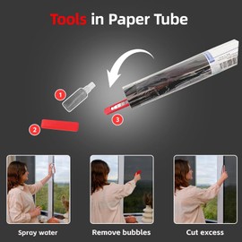 One Way Privacy Window Film Sun Blocking, Heat Blocking Window Tint for Home See Out But Not in, Static Cling & Anti UV, Black-Silver,17.5 Inch x 118 Inch