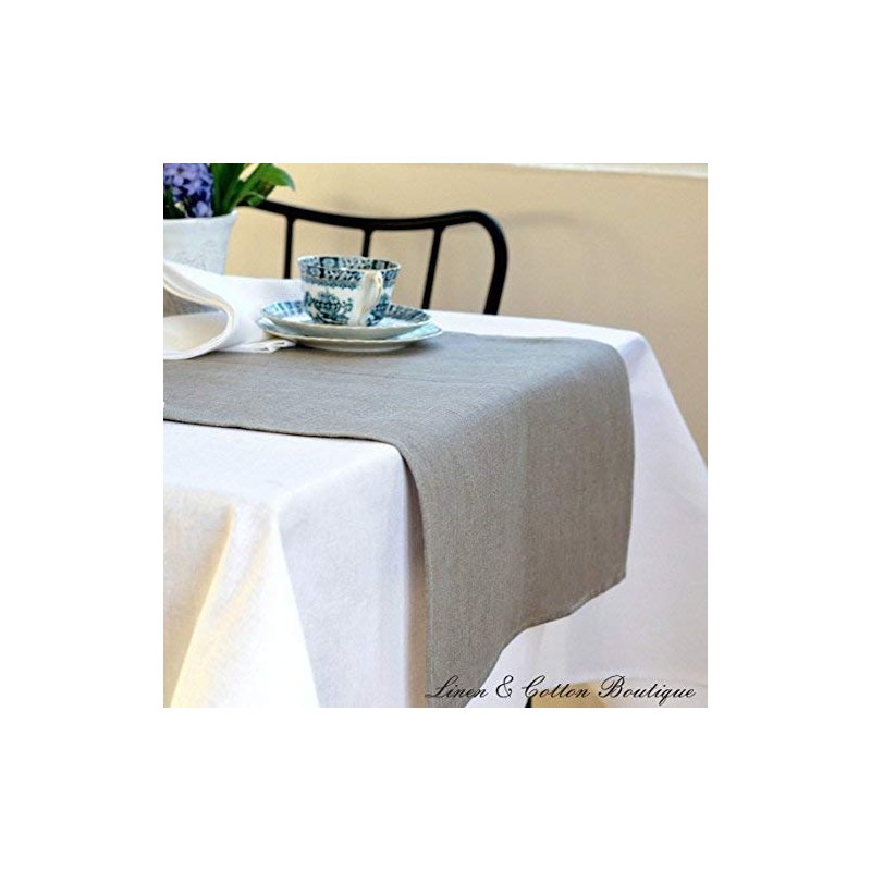 Linen & Cotton Luxury Natural Table Runner ANABELLA, 100% Linen