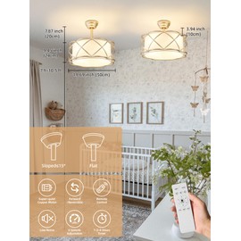 DSYBRI Gold Fandelier Ceiling Fans with Lights, 20" Mid Century Boho Chandelier Ceiling Fan Remote Control with 6 Speeds for Bedroom, Nursery, Living Room