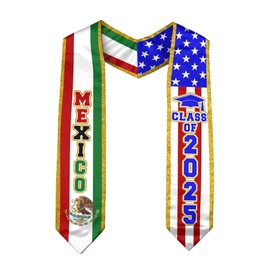 CHIARA CONTI11 Mexican Graduation Sash, Mexico Graduation Stole 2025, Mexican American Flag Graduation Sash 9