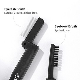 MSQ Folding Eyelash Comb Stainless Steel Teeth Eyebrow Comb Eye Lashes Separator Mascara Shaper Brush Makeup Brush Dual Folding Eye Lash Brow Comb