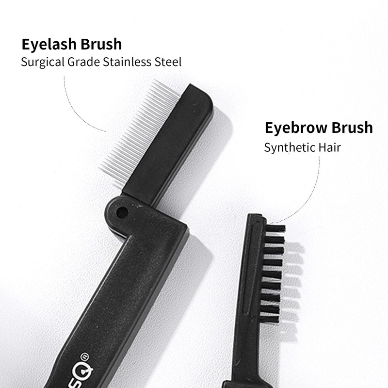 MSQ Folding Eyelash Comb Stainless Steel Teeth Eyebrow Comb Eye