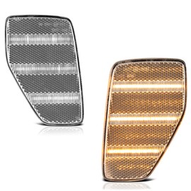 VIPMOTOZ Full LED Front Amber Chrome Side Marker Lights Compatible With 2006-2010 Hummer H3 H3T Chrome Housing Clear Lens Pair Set