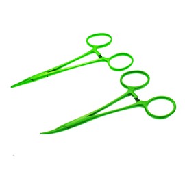 Motanar Pet Colourful Stainless Steel Hemostat Hemostatic Forcep,Pet Ear Hair Pull Forcep,Bend Head and Straight Head kit (Green)