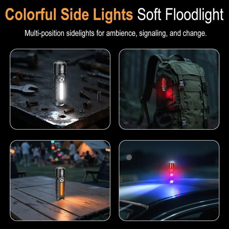 BORUIT RJ28 Mini EDC Keychain Flashlight,Rechargeable 410 Lumens LED Keyring