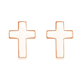 Zolkamery Silver Stud Earrings, Small 925 Sterling Silver Cross Studs, Mini Silver Stud Earrings for Women, Rose Gold Plated Neutral Hypoallergenic Mode Stud, Sleeper Earrings for Girls Men Kids