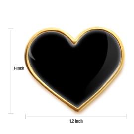 50/Pcs Black Heart Lapel Pins Bulk - Metal Heart Brooch Badge For Men and Women