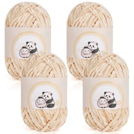 Aeelike 400g Chenille Garn zum Häkeln, Weich Chunky Chenille Fluffy Yarn, Flauschige Samt Velvet Chenille Wolle zum Stricken, Warme Plüschwolle für Mützen, Schals, Decken, Kamel