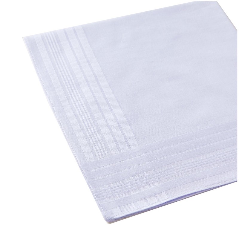 Ricosky Men's Pure White 100% Cotton Handkerchief