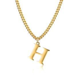 Symretie Gold chain with letters A-Z, 14 carat gold plated initial necklace, stainless steel chain with letters, gold chain pendant necklace for women and girls, Stainless Steel