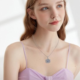 YEESIA Evil Eye Necklace 925 Sterling Silver Lotus Flower Necklace Spiritual Necklace Jewelry for Women