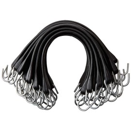 21" Inch 25 Pack Rubber Bungee Cords with Metal Hooks for Flatbed Trucks- Heavy Duty Tarp Tie Down Straps