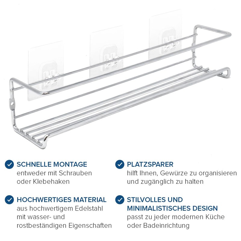 joeji's Kitchen Spice Rack Wall Shelf Metal 4 Pack Kitchen