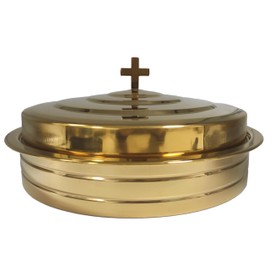 Communion Holy Wine Serving Cup Tray with Cover, Stainless Steel Brass Color Communion Tray Set with 160pcs Disposable Cups for Churches Supplies