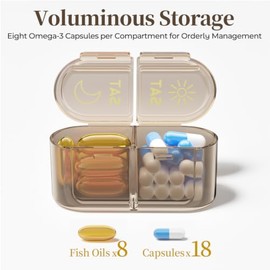 Betife AM PM Pill Organizer 7 Day, Weekly Pill Organizer Box 2 Times a Day | Portable Travel Pill Organizer, Cute, Easy Open, Airtight, Fashion, Dust-
