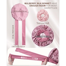 Mulberry Silk Bonnet Sleeping Women Curly Hair Bonnets Tie Band Double Layer Reversible Sleep Bonnet Silk Hair Wrap Sleep Cap