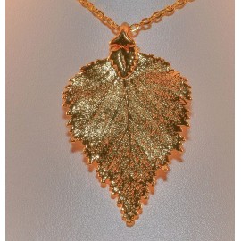 Unbranded 24kt GOLD PLATED LEAF (real Birch leaf) with chain