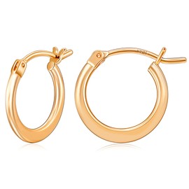 Gacimy Small Rose Gold Hoop Earrings for Women 14k Rose Gold Plated, Flattened Rose Gold Hoops Hypoallergenic Rose Gold Earrings Hoops 15mm, 15MM, Brass Rose Gold Sterling Silver, No Gemstone