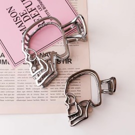 Metal Hair Claw Clips Metal Silver & Black Hair Clips for Women Metal Hair Accessories Skull Design Claw Clips Non-Slip Strong Hold Hair Clips for Styling 2PCS