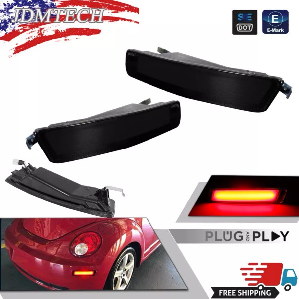 JDMTECH 2PC Smoked Red LED Rear Bumper Side Marker Lights