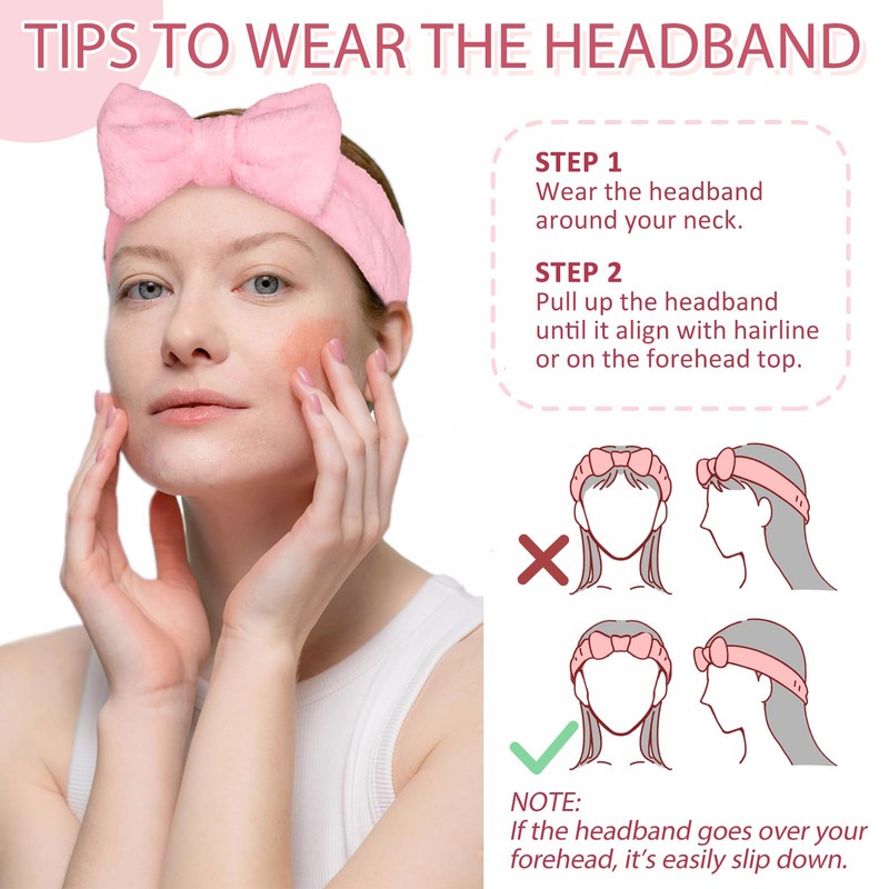 Fmeida Skincare Headband,Wrist Bands for Washing Face, Soft Fleece, Purple,