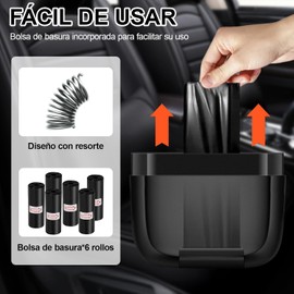 2 Pack Bote de Basura para Auto, Basurero para Auto con Bolsa de Basura de 6 Rollos, Bote de Basura Pequeño para Coche, Oficina, Hogar