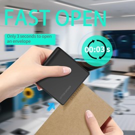 Electric Letter Opener - Battery Operated Envelope Opener for Quick Mail Opening, Safe & Portable Mail Opener Tool for Office, Home, Daily Mail, Efficient Mail Opener (Black)