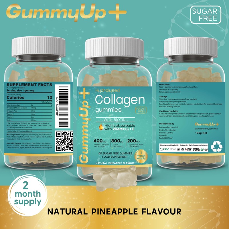 Sugar Free Hydrolysed Marine Collagen Gummies with Biotin + Hyaluronic