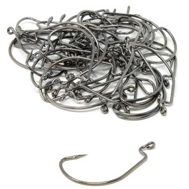 eeldog Offset Hooks Set for Bass Worm Soft Lures (1/0, 100 Count)