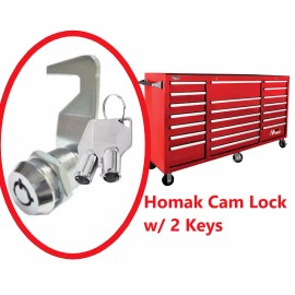 Homak Toolbox Cabinet Drawer 5/8" Cam Lock Replacement 90 degree w/ 2 Keys NEW