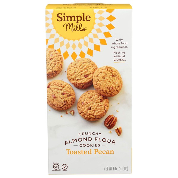 Simple Mills Almond Flour Crunchy Cookies, Toasted Pecan - Gluten Free, Vegan, Healthy Snacks, Made with Organic Coconut Oil, 5.5 Ounce (Pack of 1)
