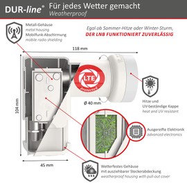 DUR-line + Ultra Quattro LNB – Only for Multiswitch White – with LTE Filter [ Test Very Good *] Digital with Weather Protection, Full HD, 4K, Premium Quality