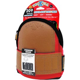 TROXELL USA Super-Soft Large Leatherhead Red Knee Pads - Comfortable, Adjustable, Washable Kneepads