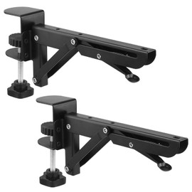 QWORK® Set of 2 Desk Extension Brackets with Table Mounting Clip, Removable Folding Bracket for 1 to 5 cm Thick Desks