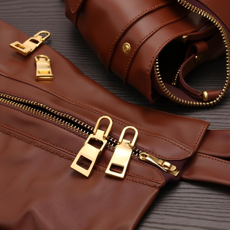 4Pcs Gold Zipper Pull Replacement,Metal Zipper Handle Mend Fixer Tab
