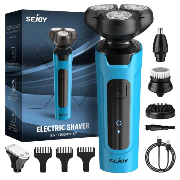 SEJOY Electric Shaver Razor Rotary Waterproof Pop-Up Trimmer 5 in