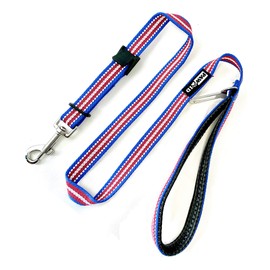 PAW ID Dog Leash Car Seat Belt Chain Clip, Reflective Dog Leash, Adjustable Dog Seat Belt Restraint 4ft Leash, Safety Dog Leash with Car Seat Belt Attachment, 120cm Long (Blue)